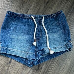 Roxy Dark Blue Jean Shorts with White Drawstring
